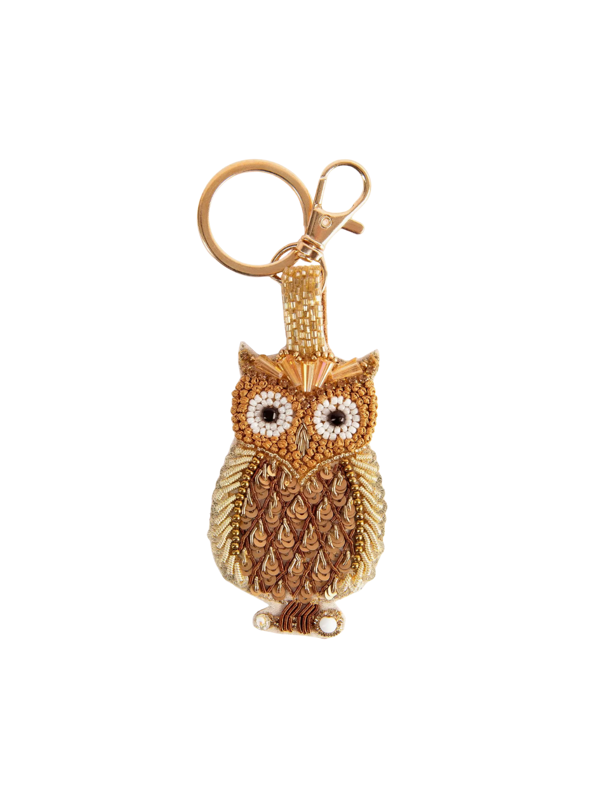 Powder Design Beaded Keyring - Golden Owl