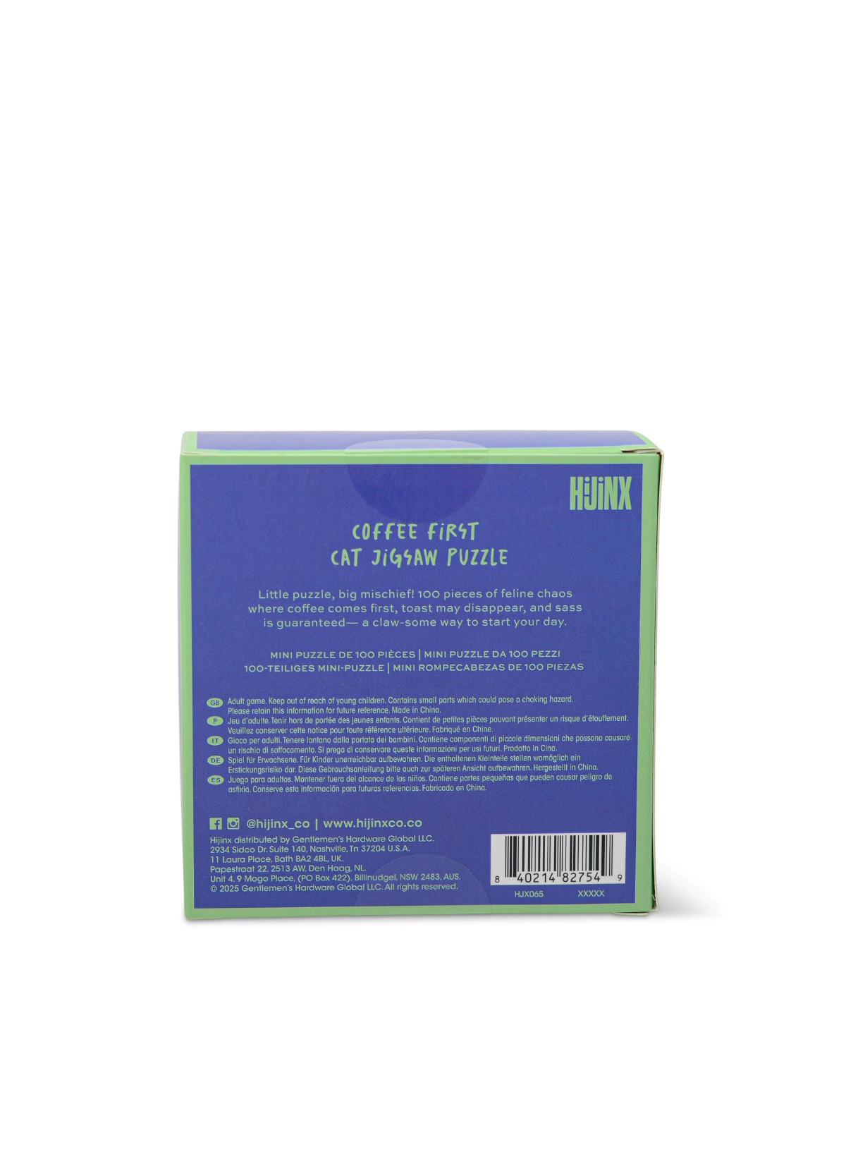 Designworks Ink Hijinx 100 piece Puzzle- Coffee First Cat