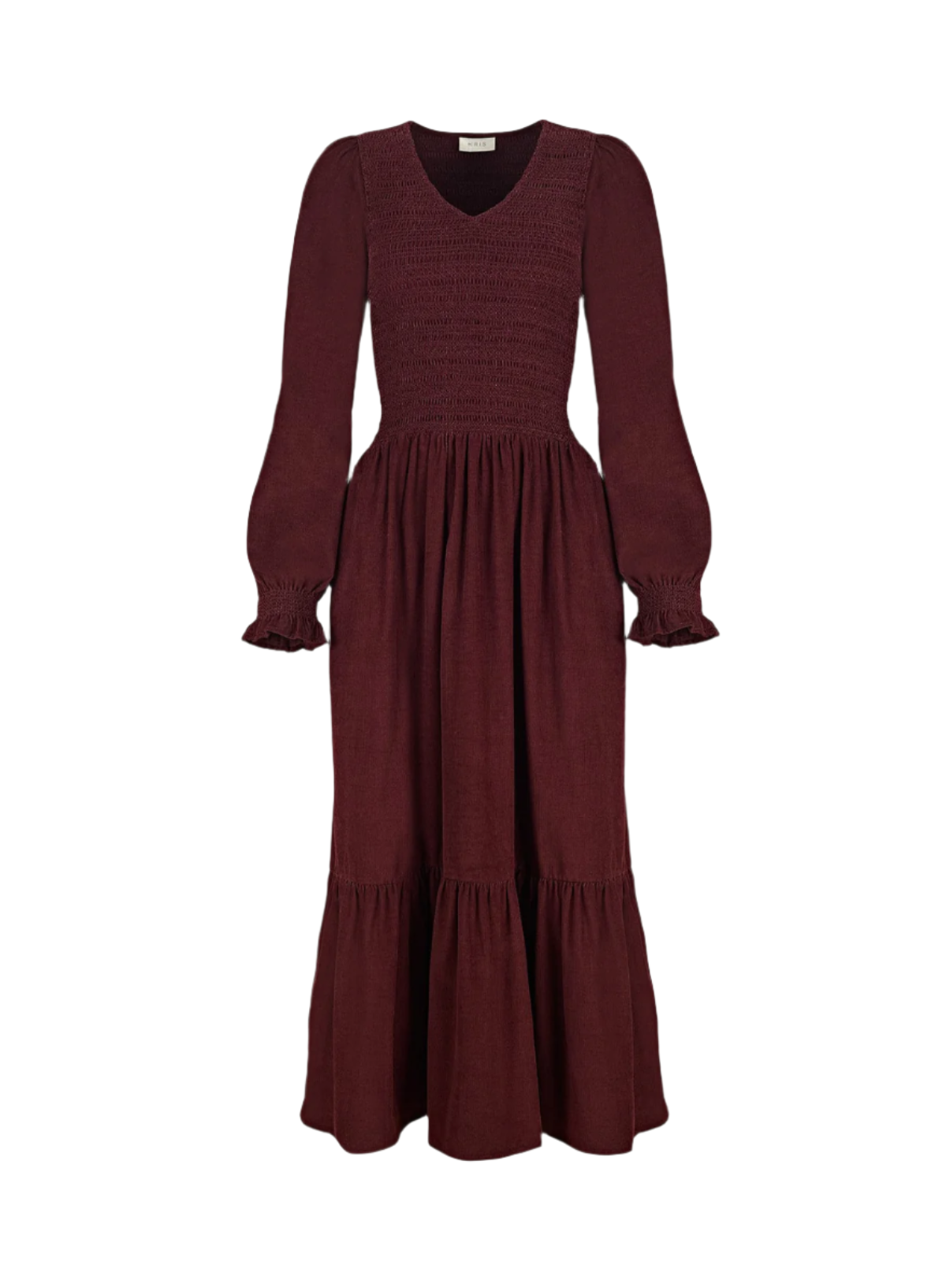 Imogen Smocked Corduroy Dress in Burgundy from By Iris