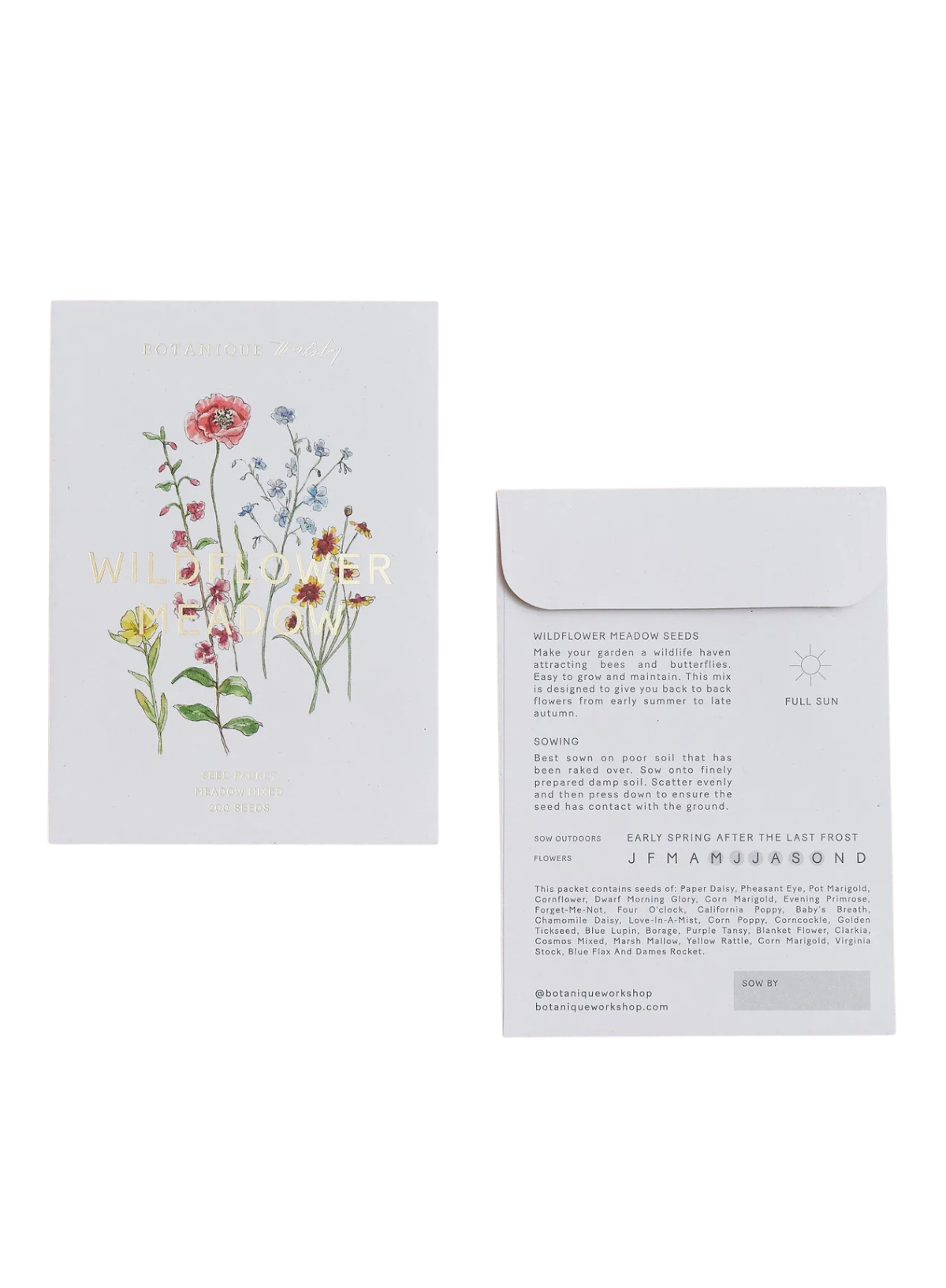 Botanique Workshop Bee-Friendly Wildflower Meadow Garden Seeds