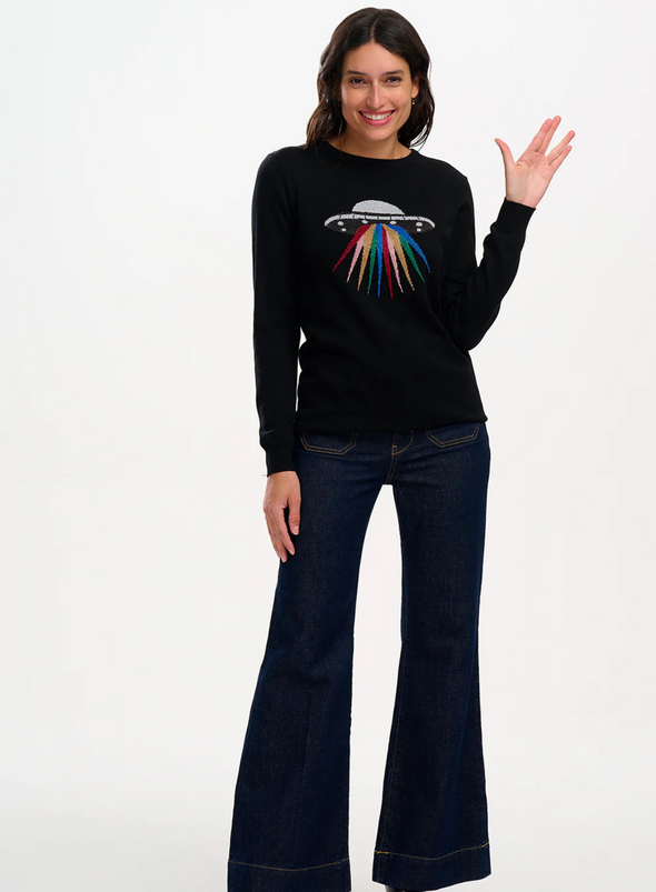 Astrid Jumper in Black Rainbow UFO from Sugarhill