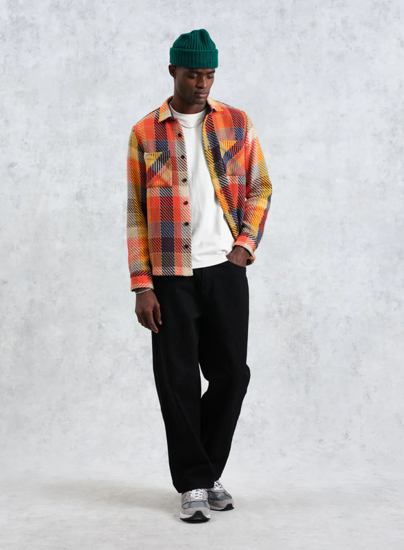 Whiting Overshirt Pike Check in Orange Multi from Wax London