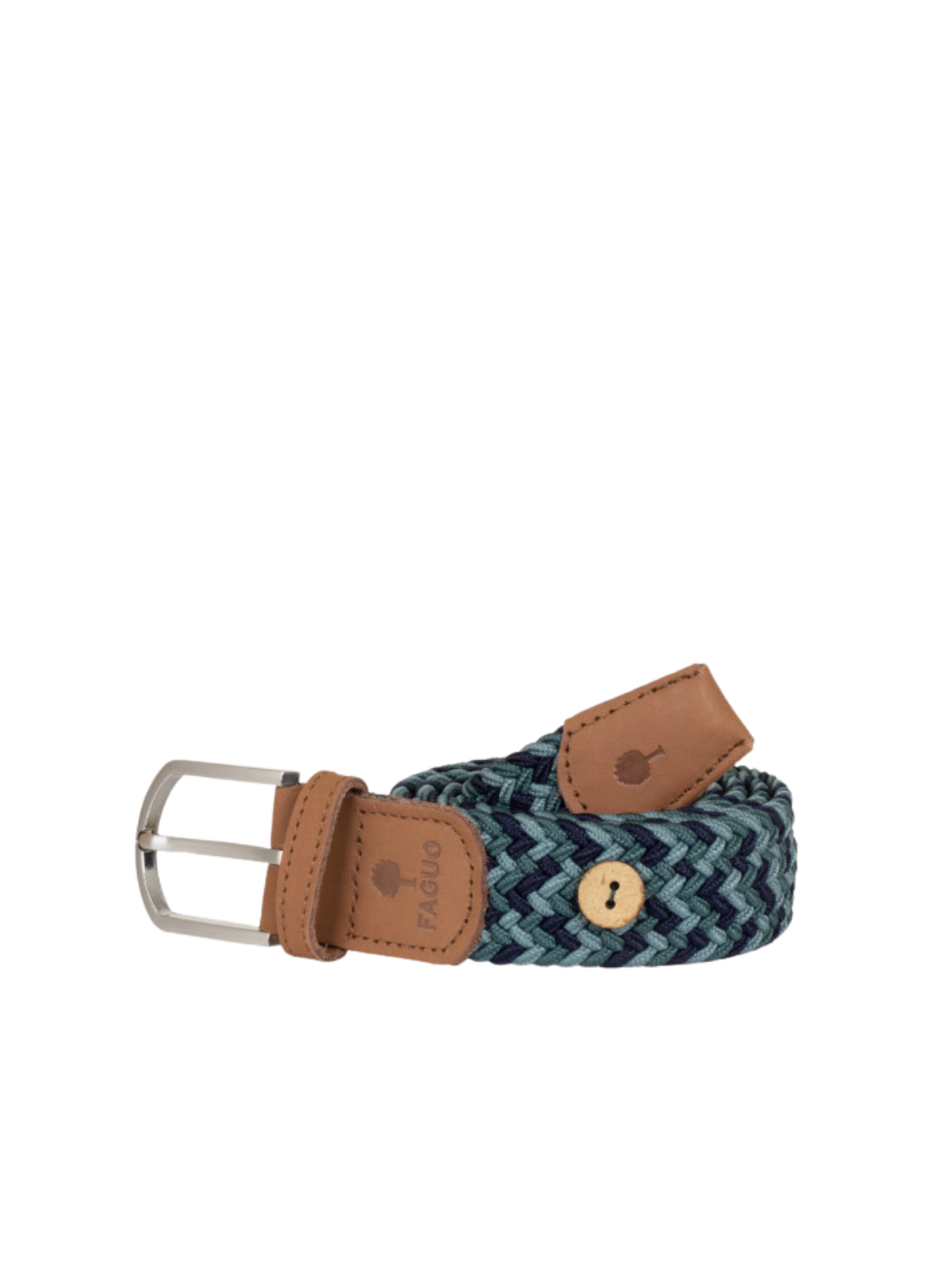 Belt Synthetic Woven in Grey & Dark Green from Faguo