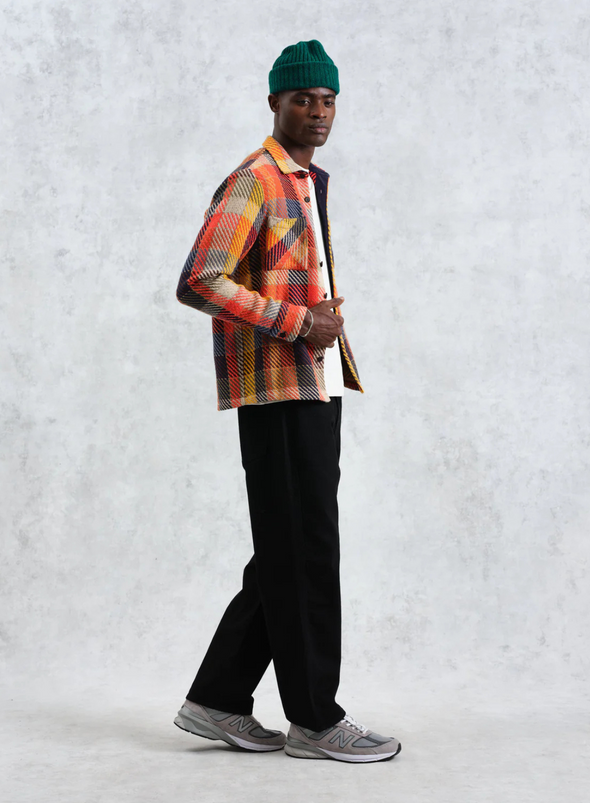 Whiting Overshirt Pike Check in Orange Multi from Wax London