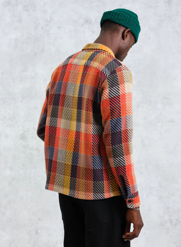 Whiting Overshirt Pike Check in Orange Multi from Wax London