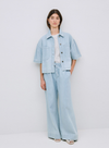 Lago Wide Leg Trousers in Sky Blue from Yerse
