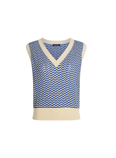 Boxy V-Neck Top Tide in Bluing from King Louie