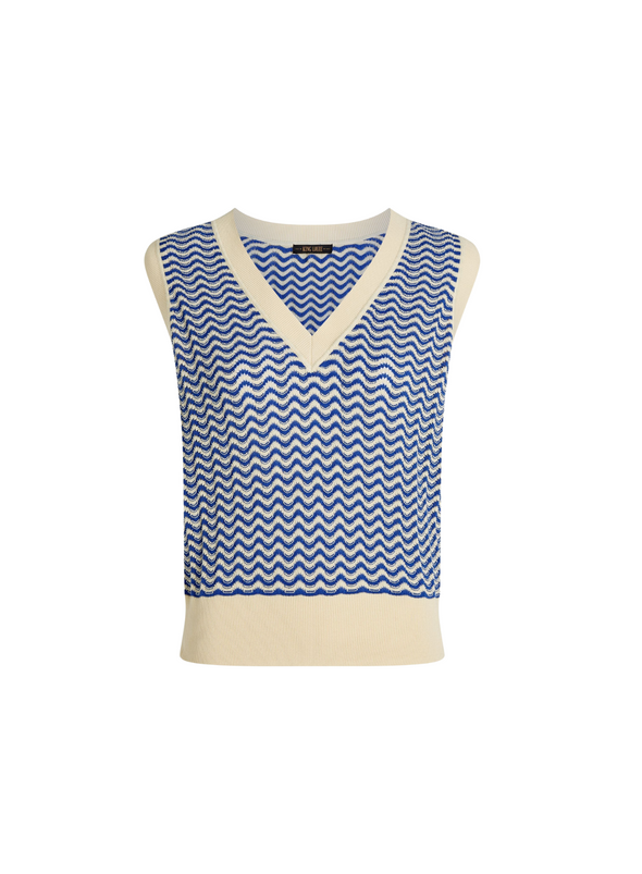 Boxy V-Neck Top Tide in Bluing from King Louie