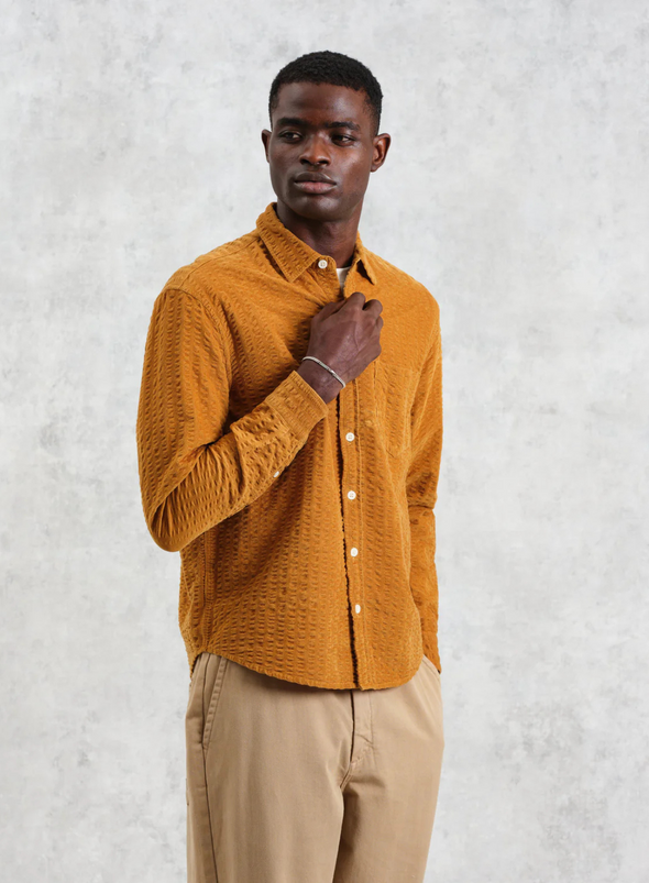 Shelly Shirt Seersucker Cord in Tan from Wax London