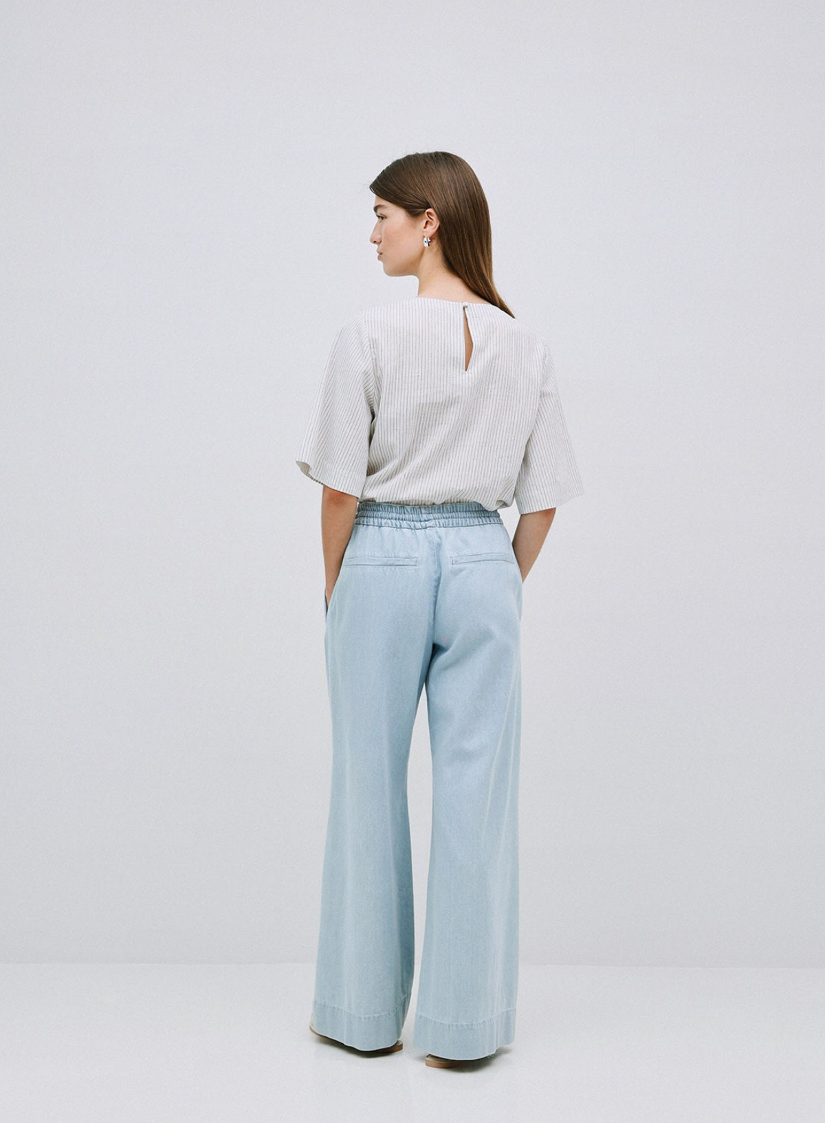 Lago Wide Leg Trousers in Sky Blue from Yerse