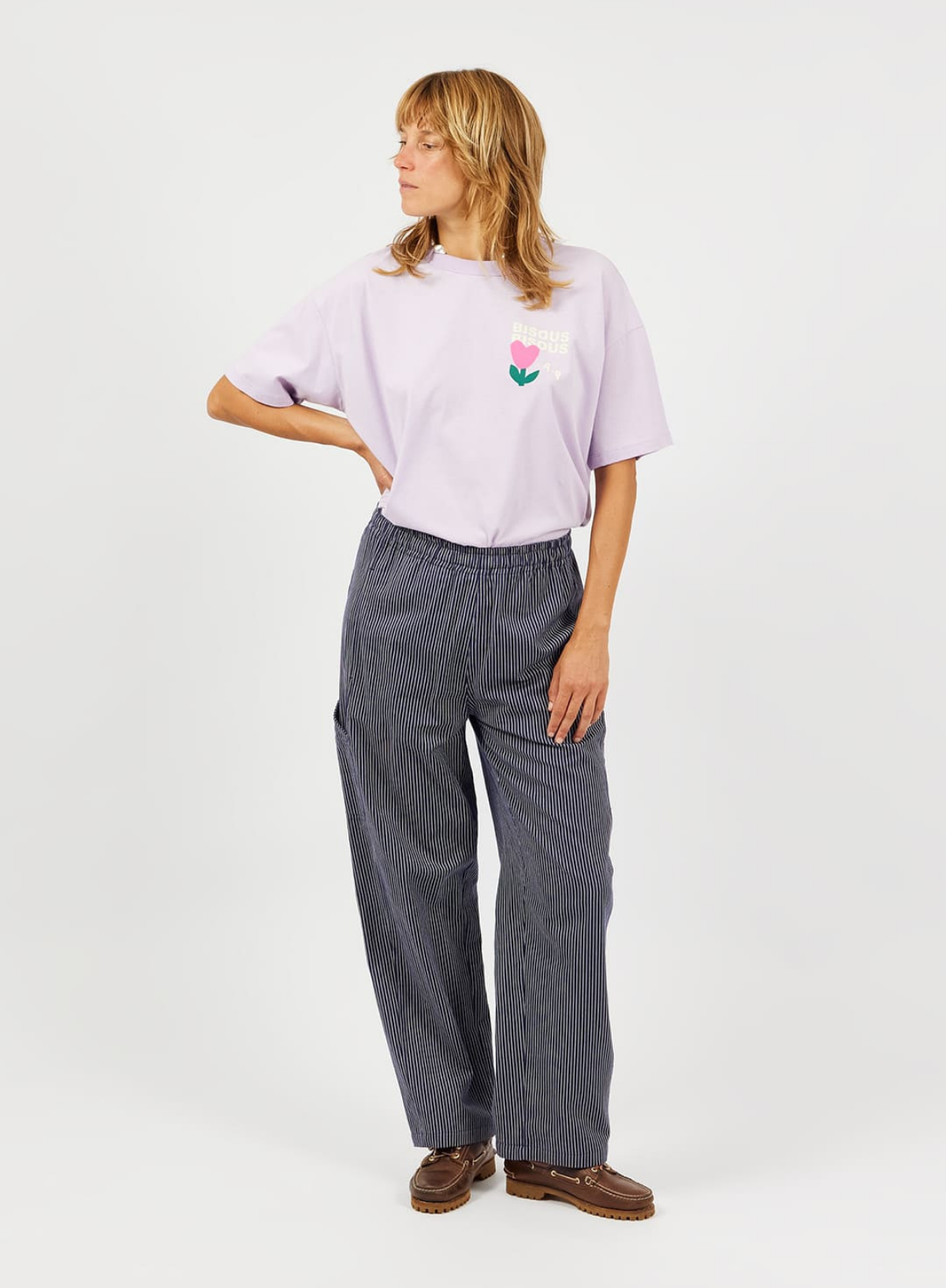 a.p Striped Trouser in Navy