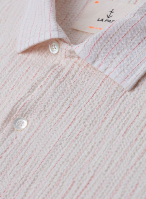 Panama Shirt in Spiced Coral/Safari Stripes from La Paz