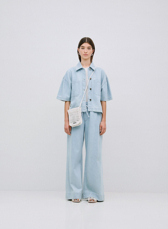 Lago Denim Shirt in Sky Blue from Yerse