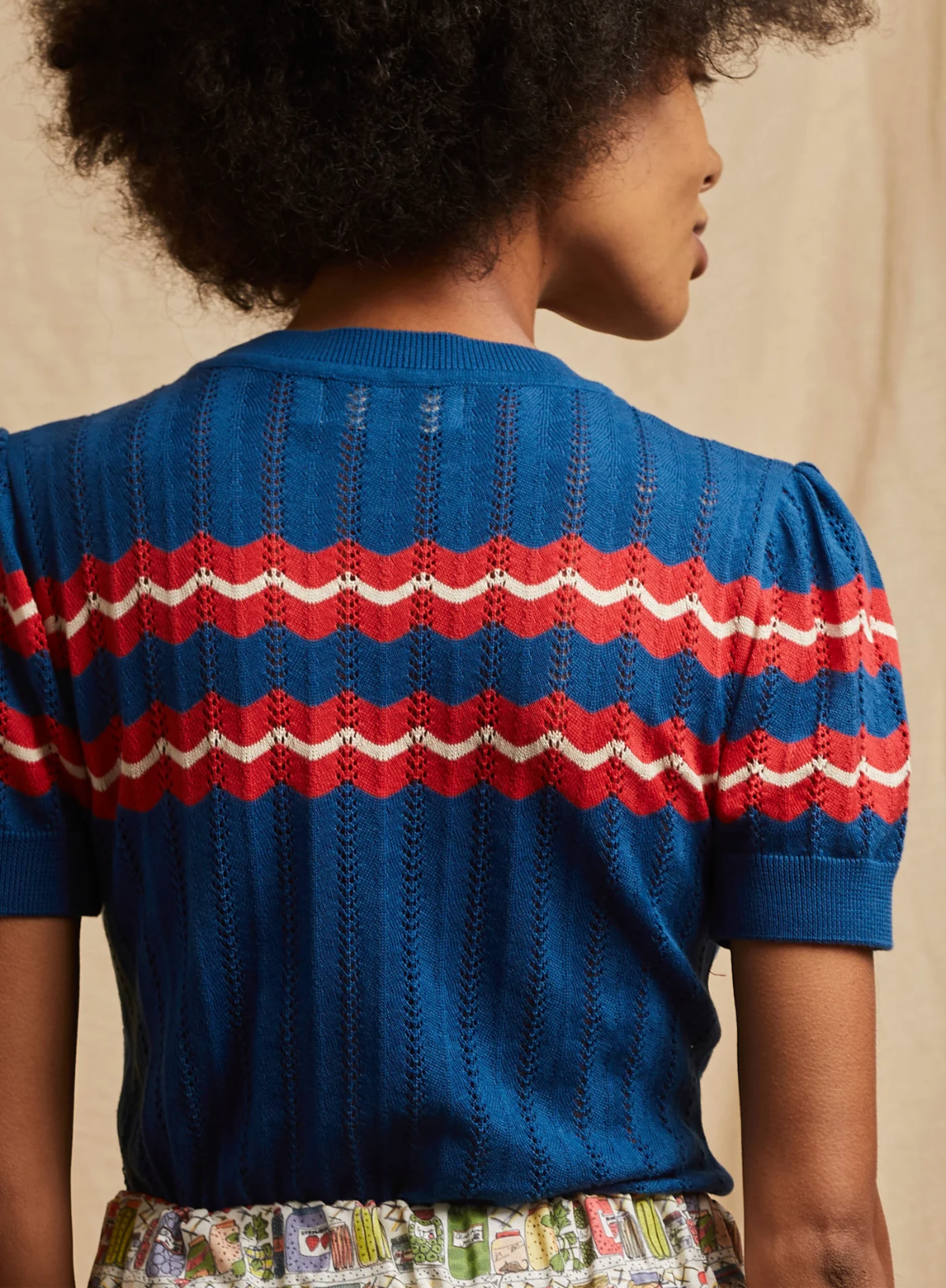 Palava Eve Knitted Top in Blue Marbled