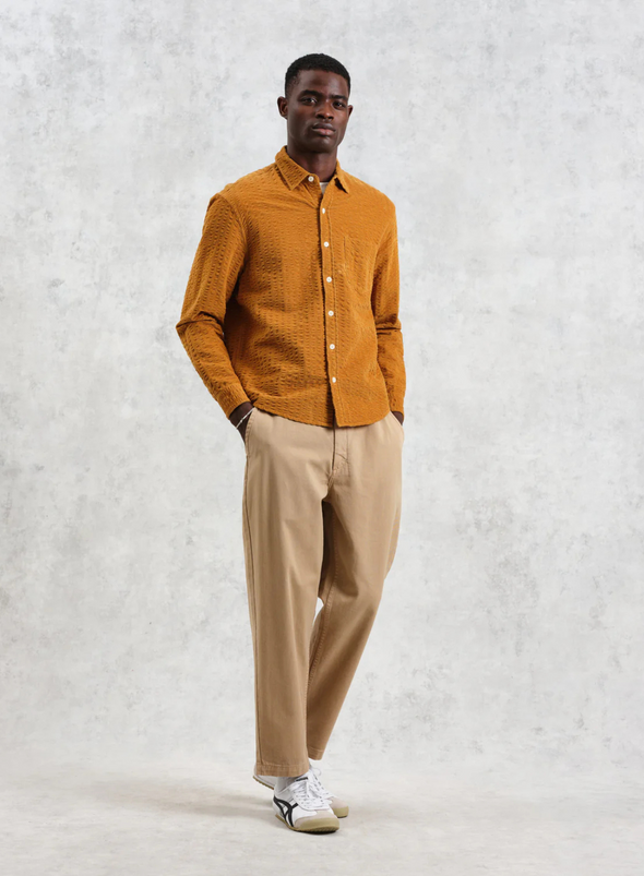 Shelly Shirt Seersucker Cord in Tan from Wax London