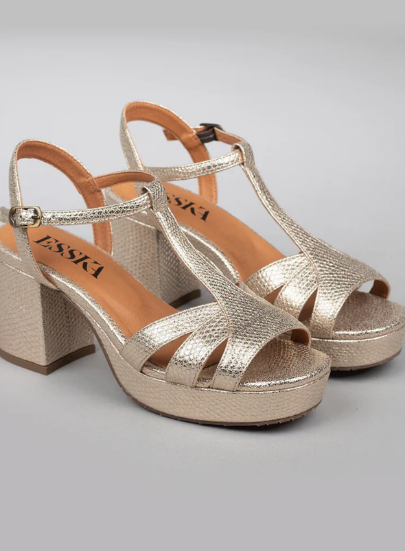 Charlie Heels in Vegan Platinum Embossed from Esska