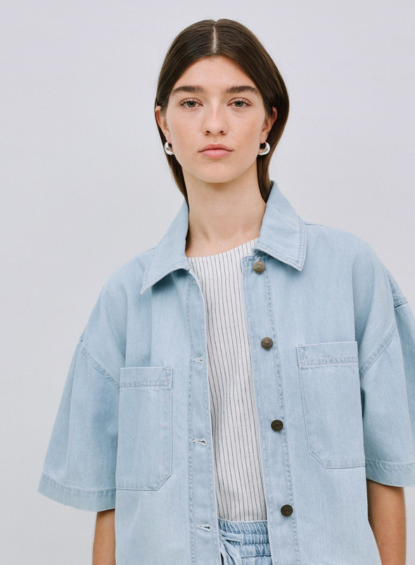 Lago Denim Shirt in Sky Blue from Yerse