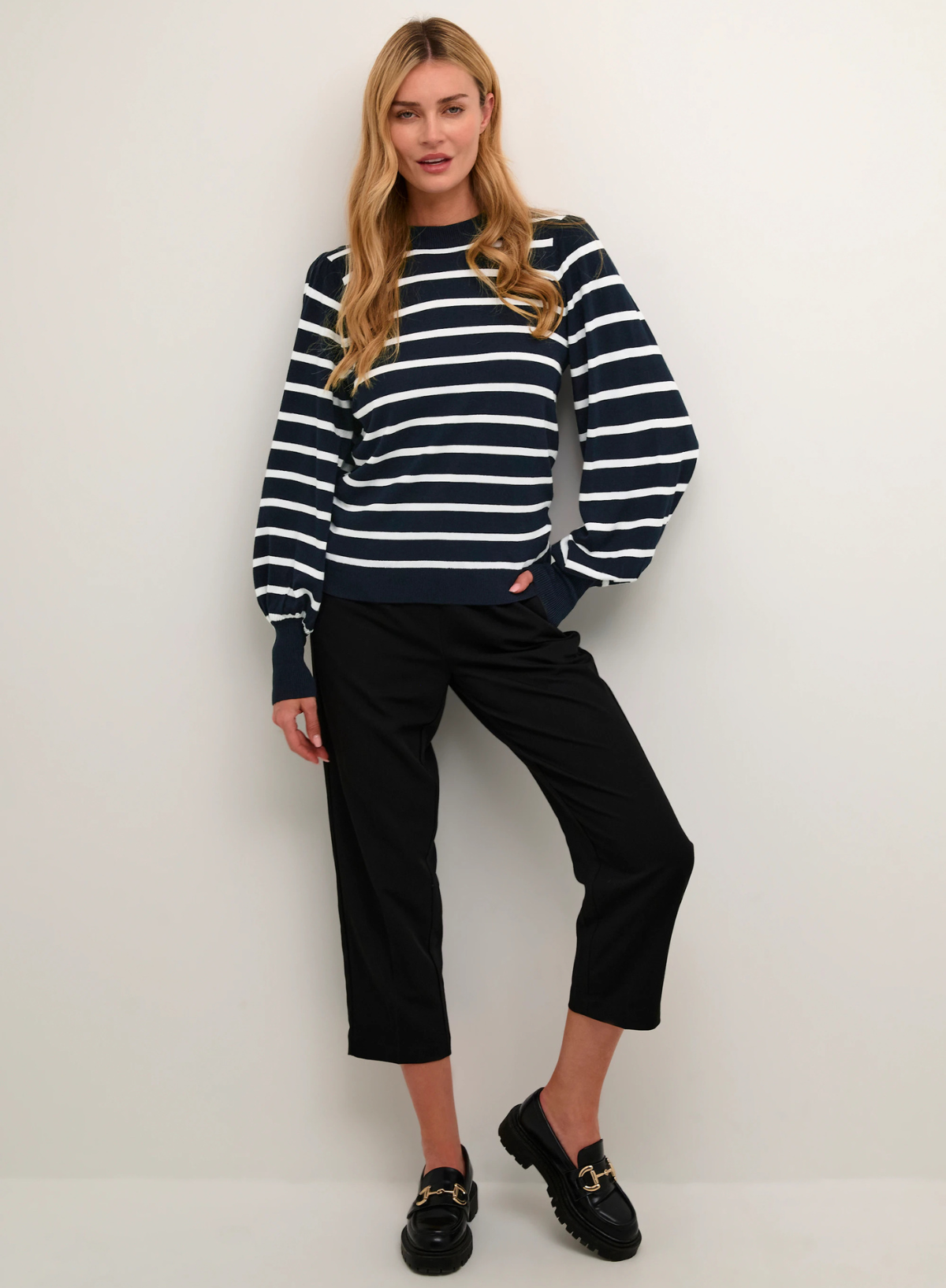 Lizzy Stripe Knit Pullover in Midnight Marine from Kaffe