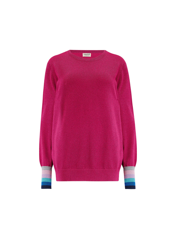 Astrid Jumper in Pink Stripe Cuffs from Sugarhill