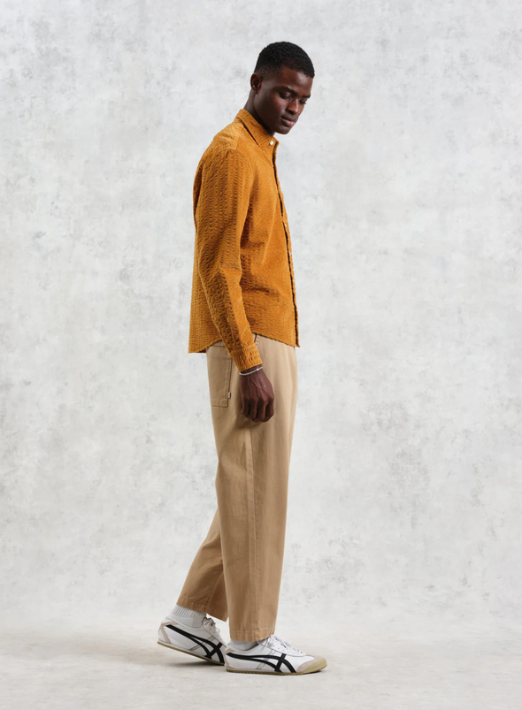 Shelly Shirt Seersucker Cord in Tan from Wax London