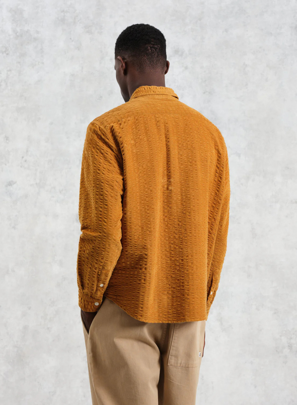 Shelly Shirt Seersucker Cord in Tan from Wax London
