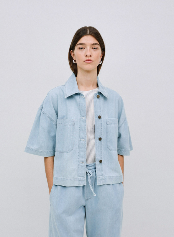 Lago Denim Shirt in Sky Blue from Yerse
