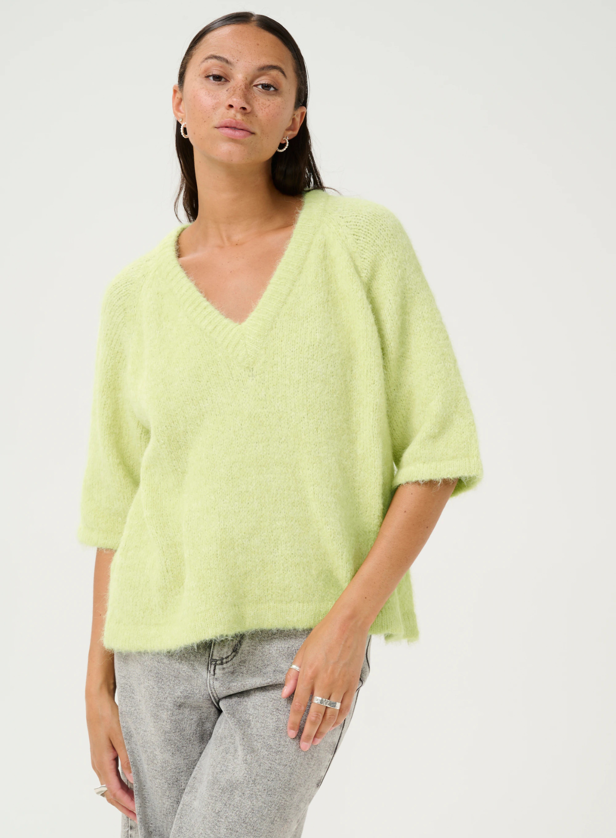 Emilie V-neck Pullover in Lettuce Green from Kaffe