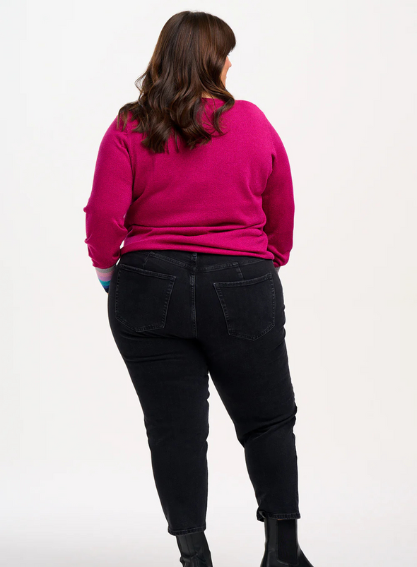 Astrid Jumper in Pink Stripe Cuffs from Sugarhill