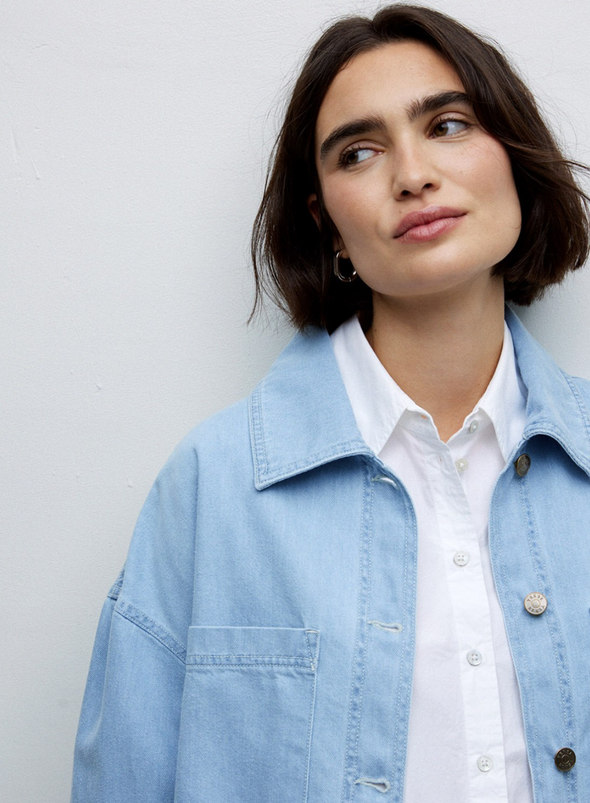 Lago Denim Shirt in Sky Blue from Yerse