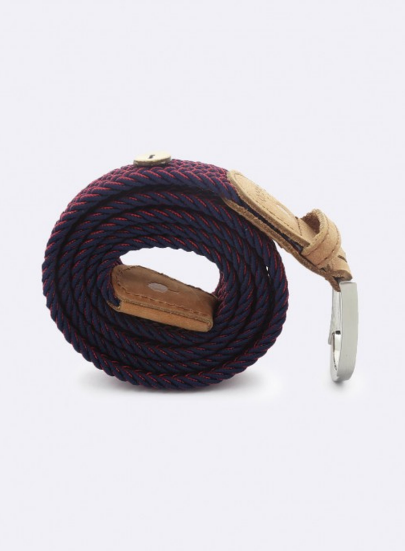 Belt Synthetic Woven in Carmine Red & Navy from Faguo