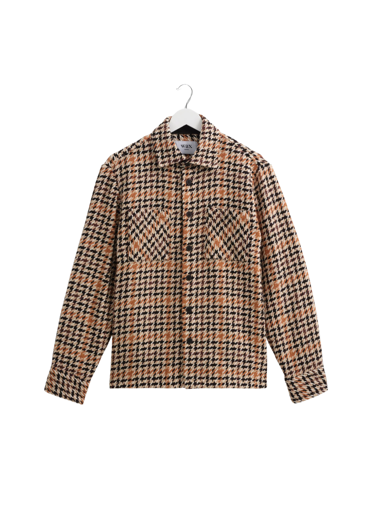 Wax London Whiting - Natural Houndstooth-Weave Overshirt