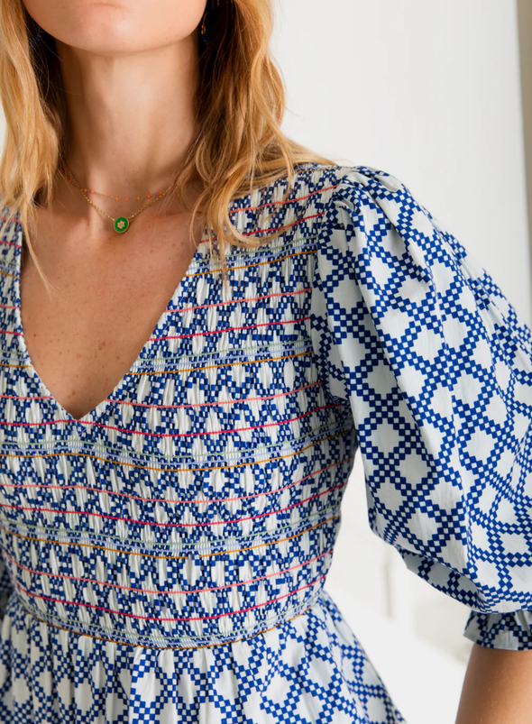 Troy Dress in Blue/White from Bonté
