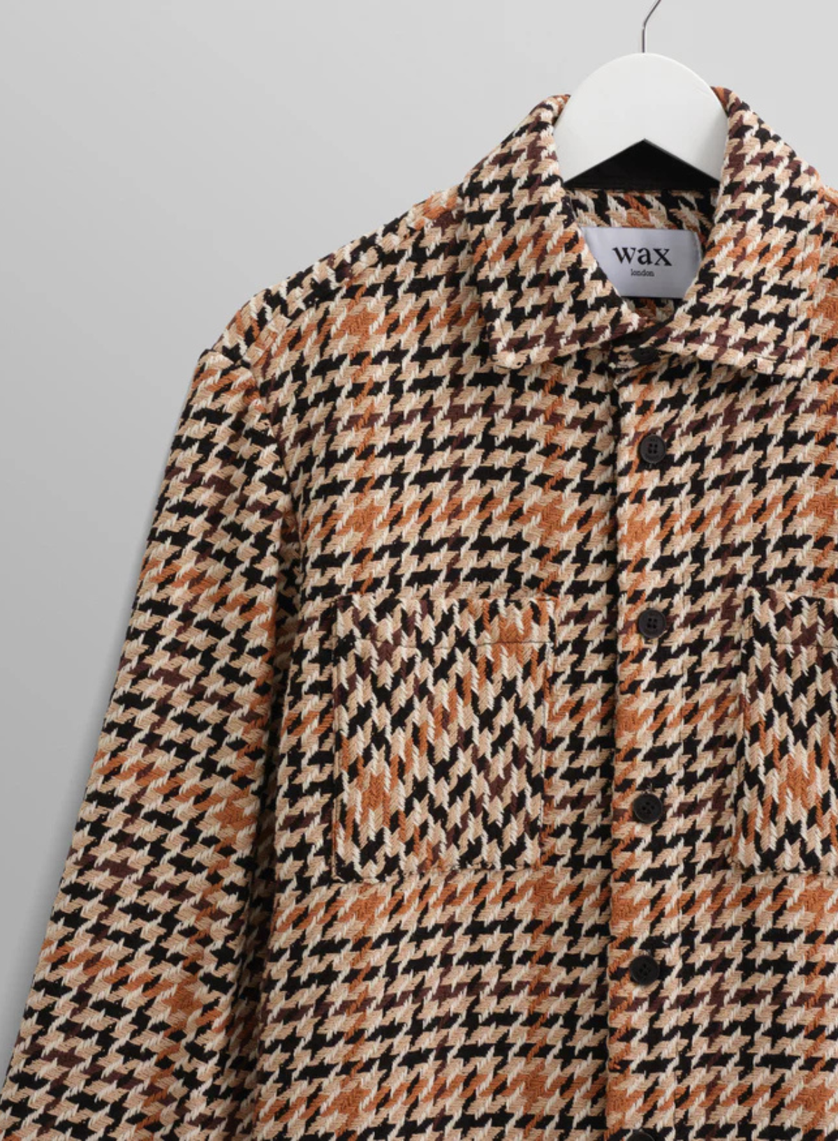 Wax London Whiting - Natural Houndstooth-Weave Overshirt