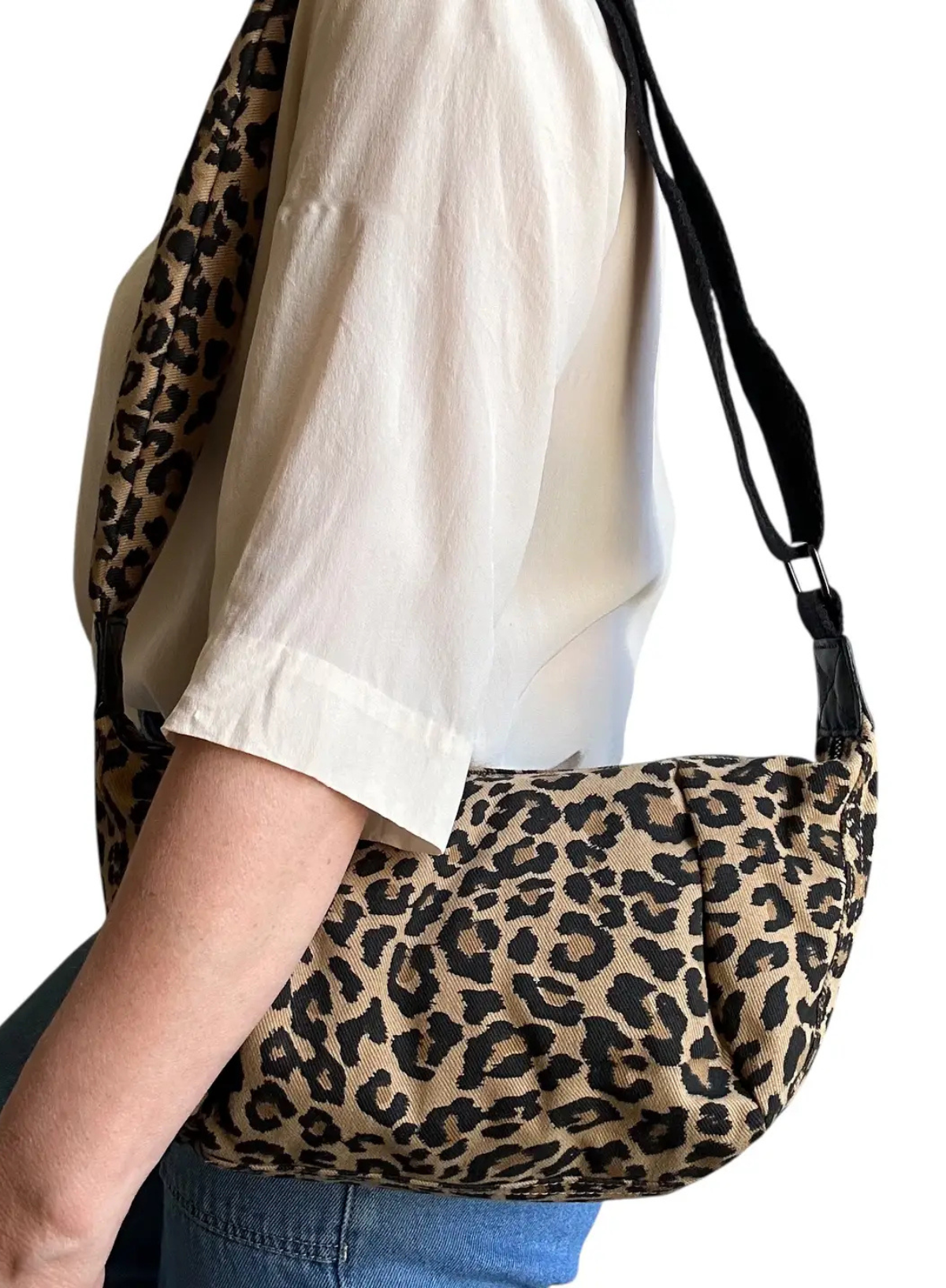 Small Brixton Cross Body Sling Bag in Sand Leopard from Sixton