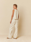 Pinstripe Twill Wide Leg Trousers in Crudo from Indi & Cold