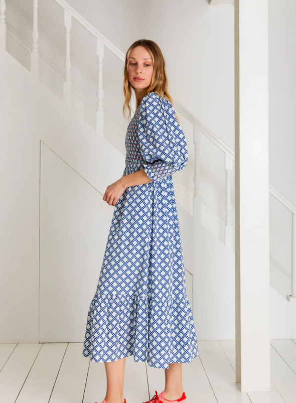 Troy Dress in Blue/White from Bonté