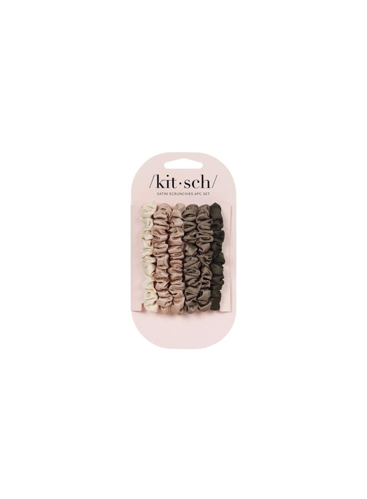 Kitsch Ultra Petite Satin Scrunchies 6pc set in Eucalyptus