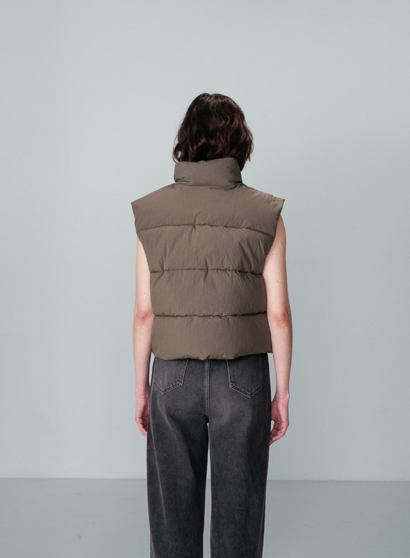 Nylon Waistcoat in Kaki from Grace & Mila