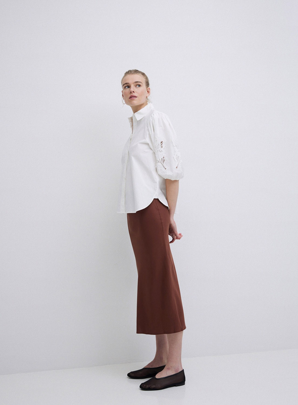 Coquette Puff Sleeve Shirt in White from Yerse