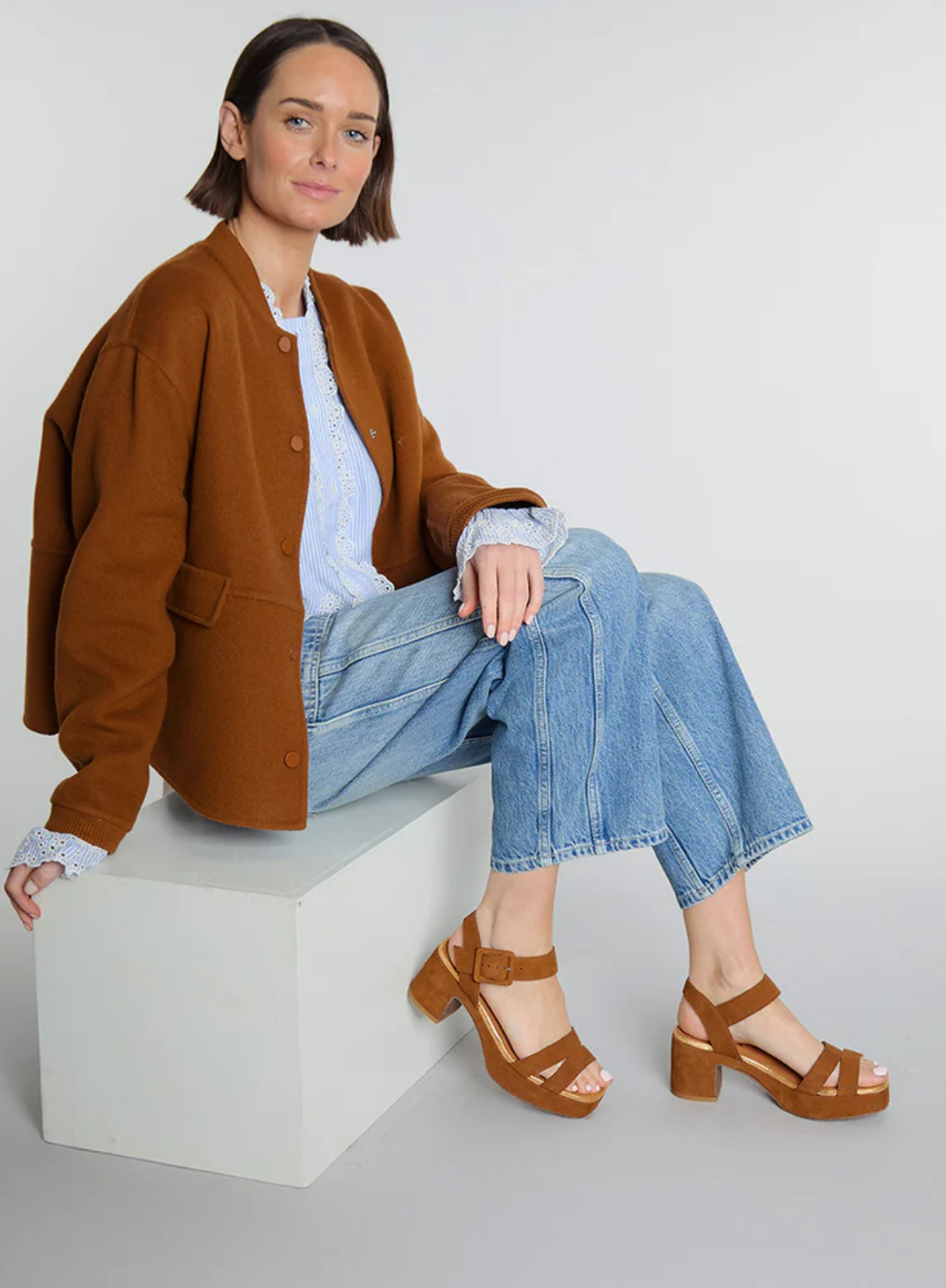 Flora Heels in Tan Suede from Esska