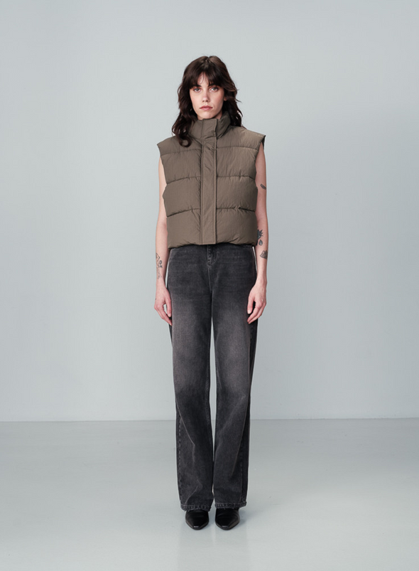 Nylon Waistcoat in Kaki from Grace & Mila