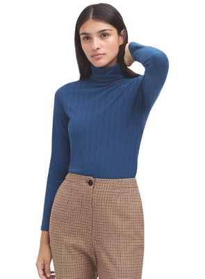 Basic Ribbed Turtle Neck T-Shirt in Blue 138 from Nice Things
