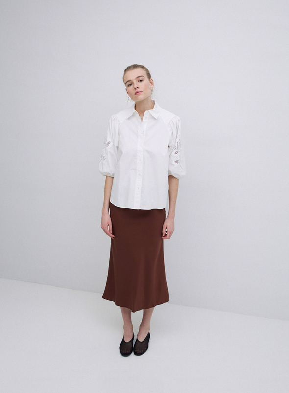 Coquette Puff Sleeve Shirt in White from Yerse