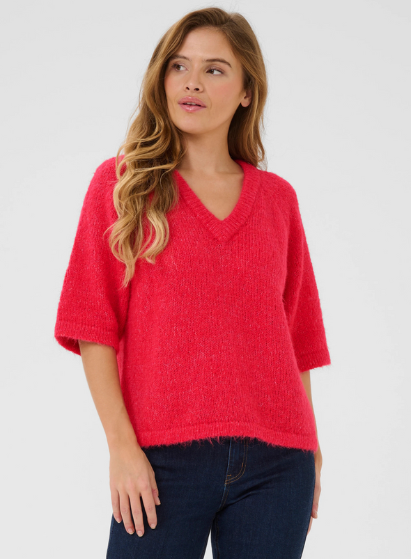 Emilie V-neck Pullover in Raspberry from Kaffe