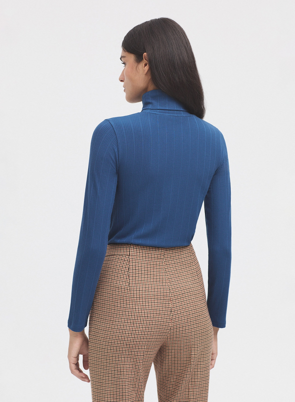 Basic Ribbed Turtle Neck T-Shirt in Blue 138 from Nice Things