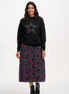 Rosalind Skirt in Black Rainbow Star Explosion from Sugarhill