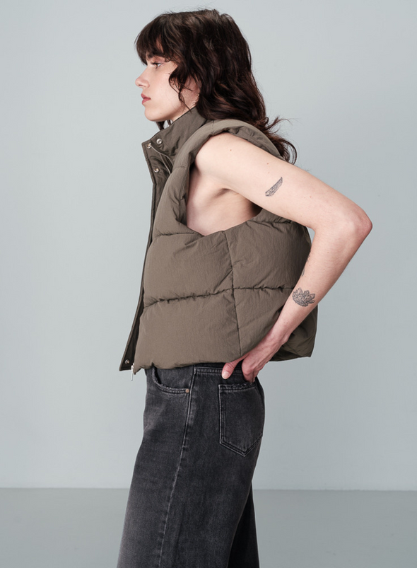 Nylon Waistcoat in Kaki from Grace & Mila