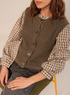 Basket Weave Knit Vest in Khaki from Indi & Cold