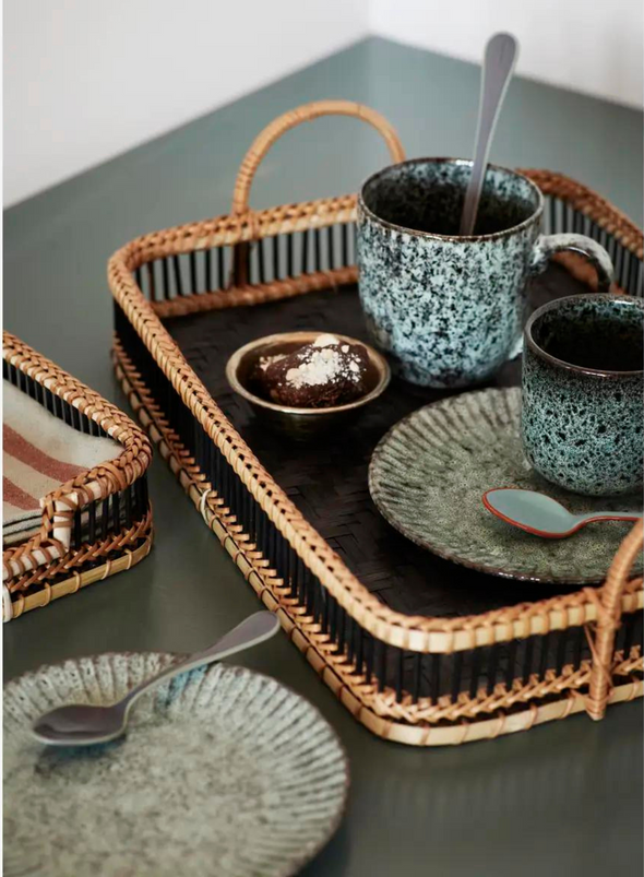 Petrol/Black Stoneware Cake Plate from Madam Stoltz