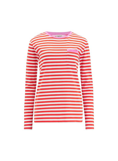 Brunswick Jersey Top in Red/Off White Pink Highlight from Sugarhill